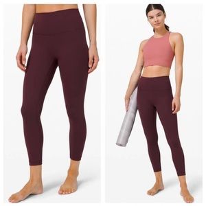 Lululemon Wunder Train High Rise Tight 25" Size 2 Red Merlot